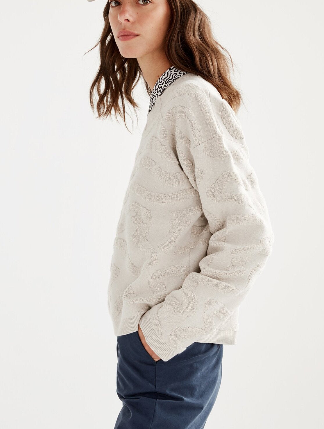 Pull col rond jacquard Aigle