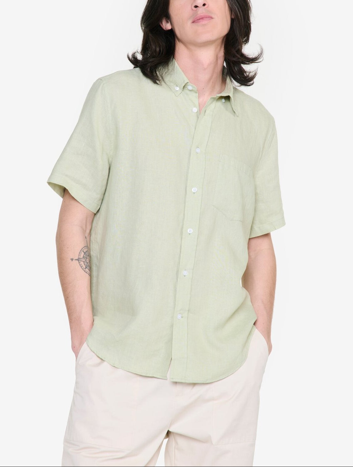 Chemise en lin avec manches courtes Aigle