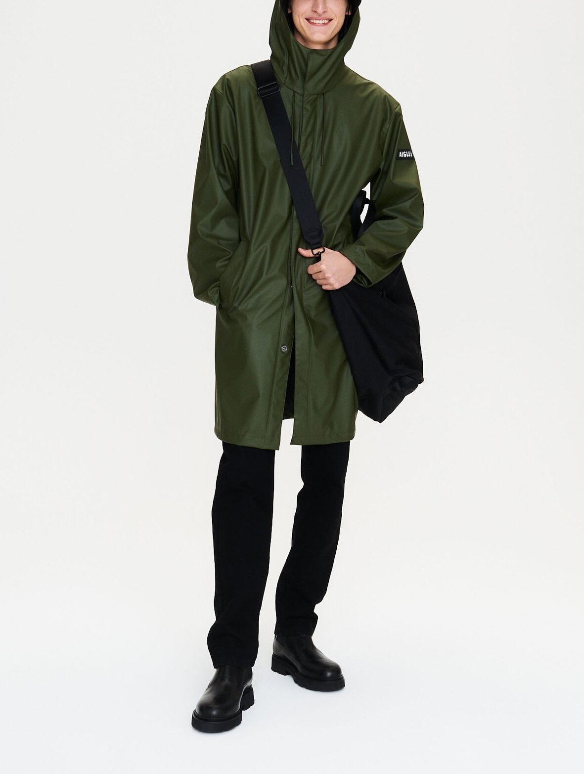 Parka longue matière waterproof à capuche Aigle