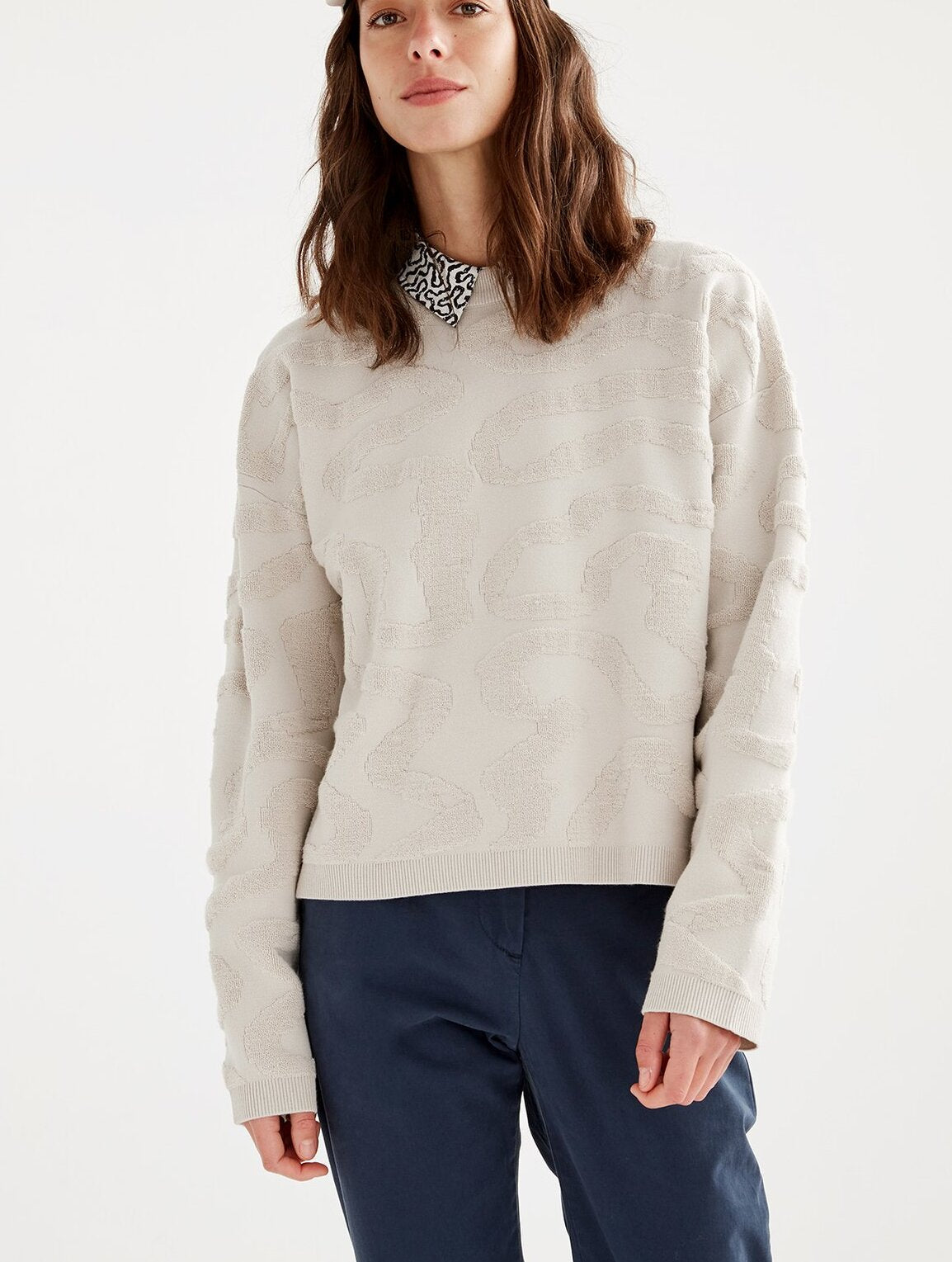Pull col rond jacquard Aigle