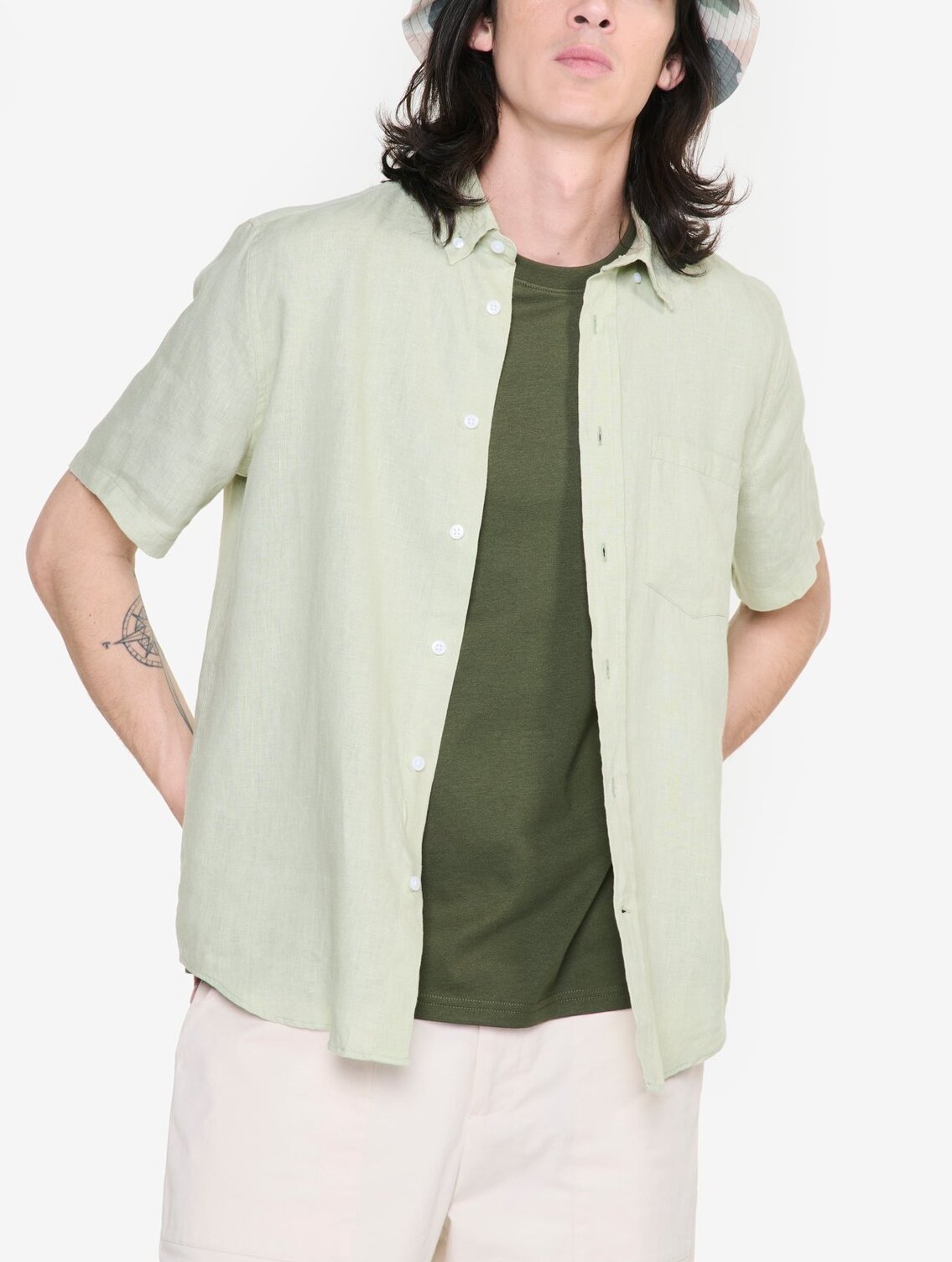 Chemise en lin avec manches courtes Aigle