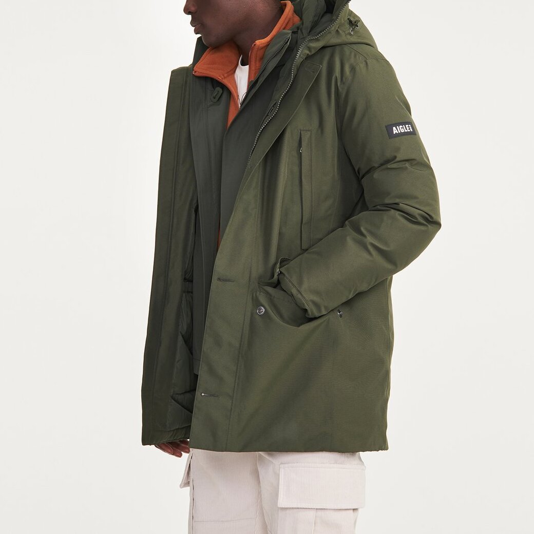 Parka longue GORE-TEX à capuche avec matelassage en duvets et plumes Homme Aigle