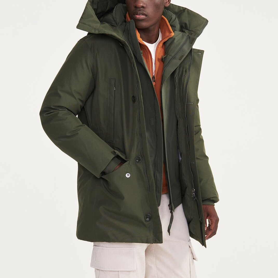 Parka longue GORE-TEX à capuche avec matelassage en duvets et plumes Homme Aigle