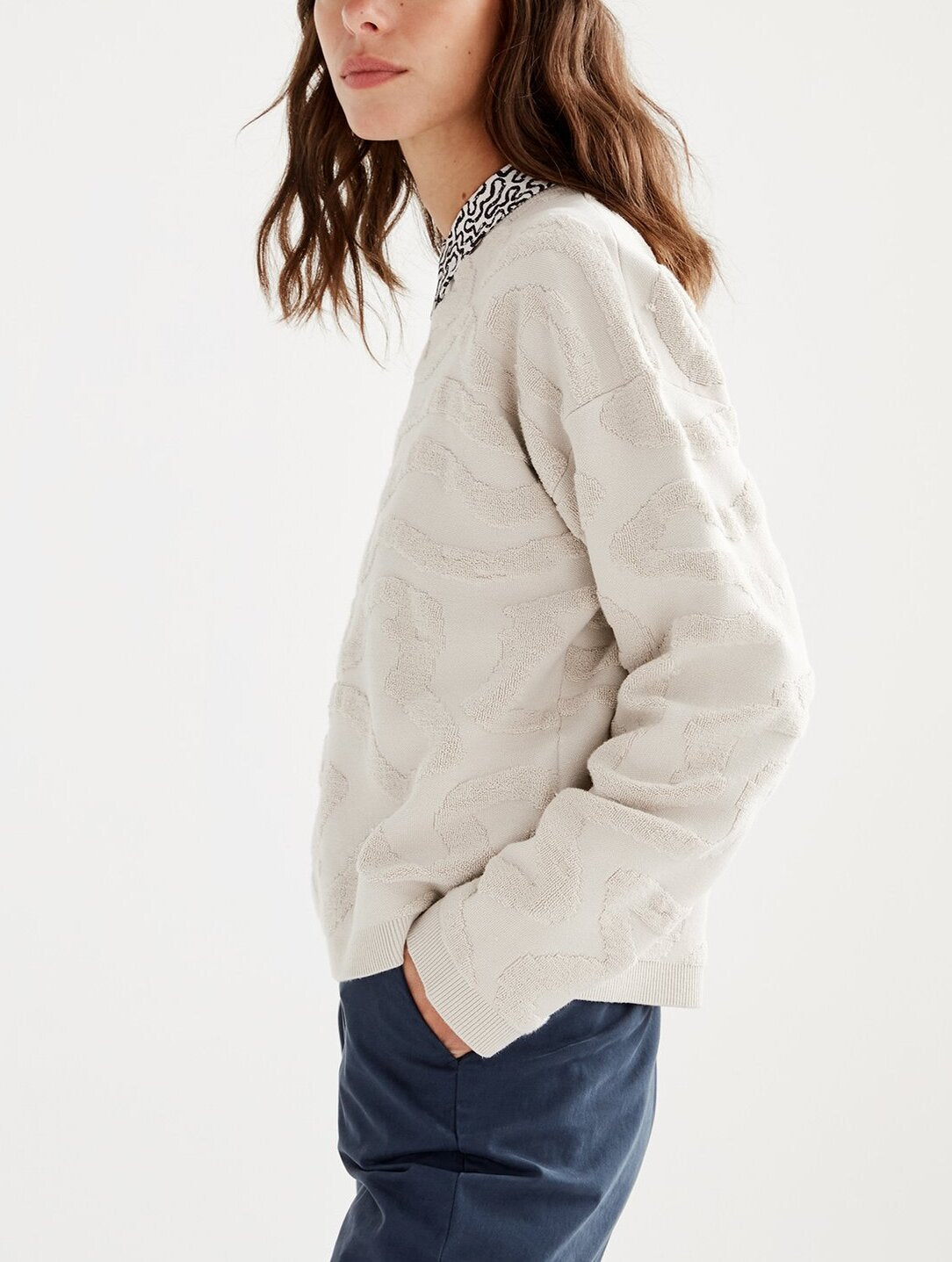 Pull col rond jacquard Aigle